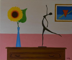 La statue et le tournesol 55x46 privé